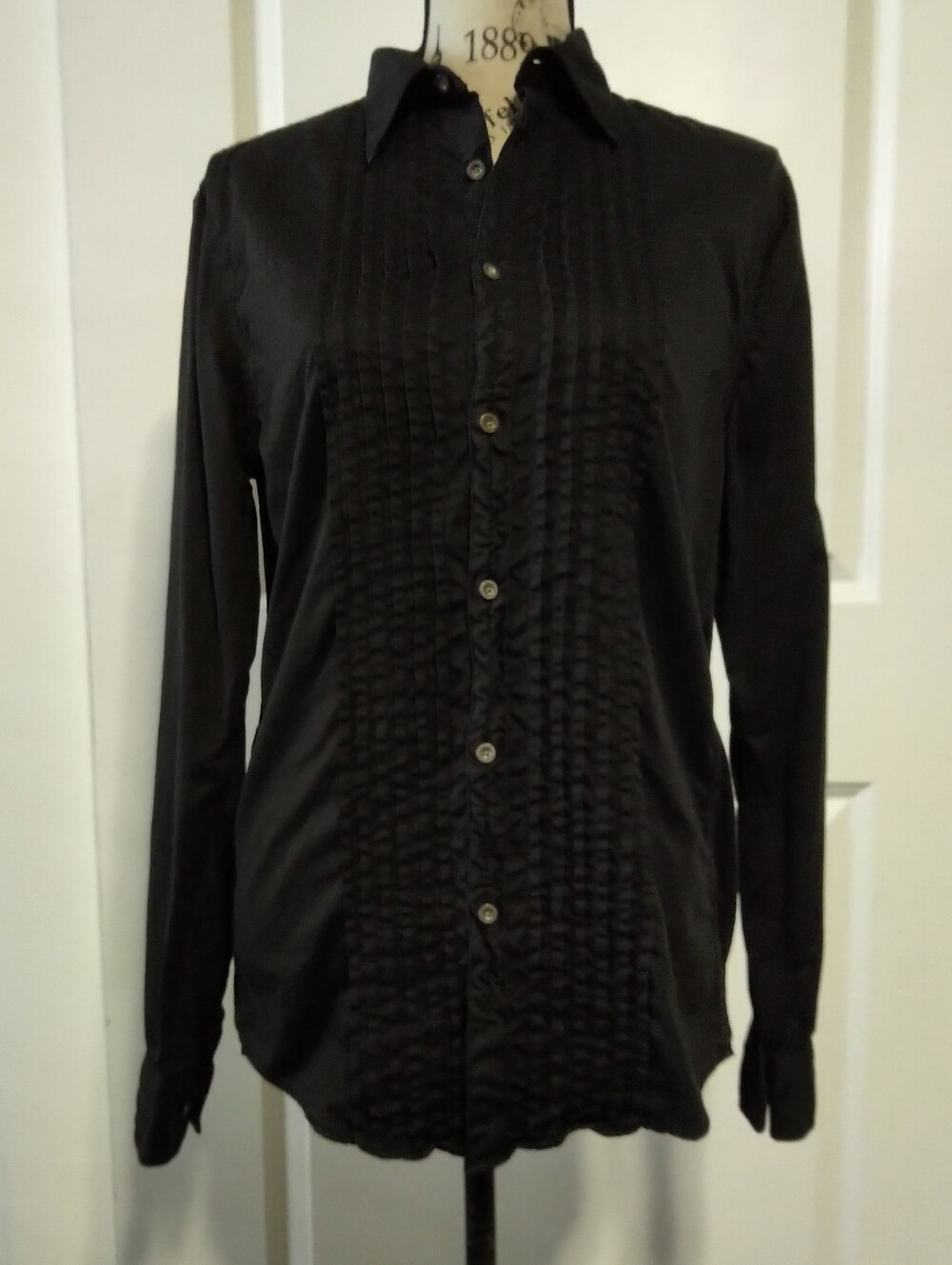 William Rast Ruffle Black Button Down Dress Shirt- Size S